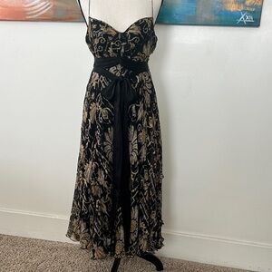 Dine Von Furstenberg Vintage Silk Chiffon Midi Halter Dress Self Belt Lined 12